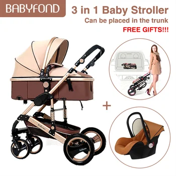 

baby stroller 3 in 1 collapsible two-way baby pram four-wheel shock absorber stroller