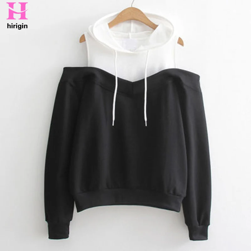 

Fashion Hot Sale One shoulder Strapless Sweatshirt Jumper Pullover Coat Top Autumn Winter Women's Long Sleeve Hoodies