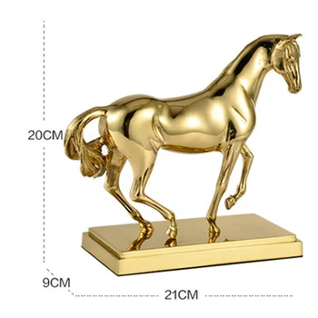 

[Creative] Metal Sculpture Home Golden Copper Horse Decor Abstract Horse Success Decor Figurine Decorative Statue Xmas Gift