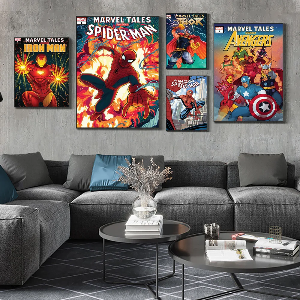 Картина на холсте с супергероями Мстители комиксы Marvel постеры капитаном Америка