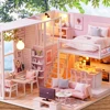 LED Miniature Doll House diy big doll house wooden doll houses kitchen miniature Handmade Crafts Toy Xmas Gift ► Photo 3/6
