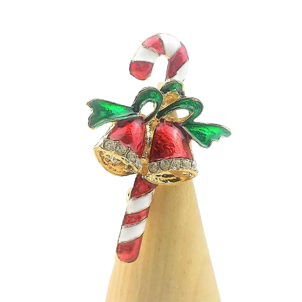Cartoon Christmas Brooch Lapel Pin Enamel Christmas Themed Walking Stick