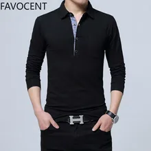 Новая рубашка поло мужская с длинным рукавом хлопок поло Мужская мода Повседневная тонкая рубашка поло мужская размера плюс Однотонная футболка уличная одежда полная