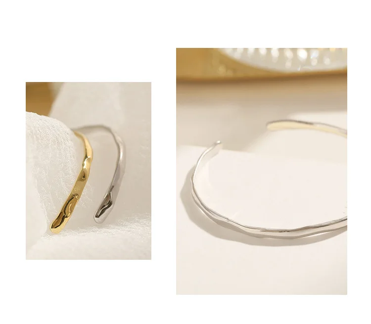 Leouerry, 925 пробы, серебристый неправильной формы, круглые браслеты, простой шик, открытые манжеты, браслеты для женщин, женские серебряные 925 ювелирные изделия