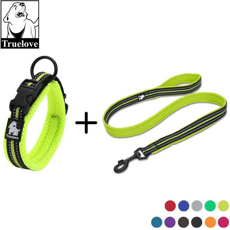 Truelove Reflective Soft Dog Collar and Leash Set Nylon Adjustabele Collar Dog Training Leash