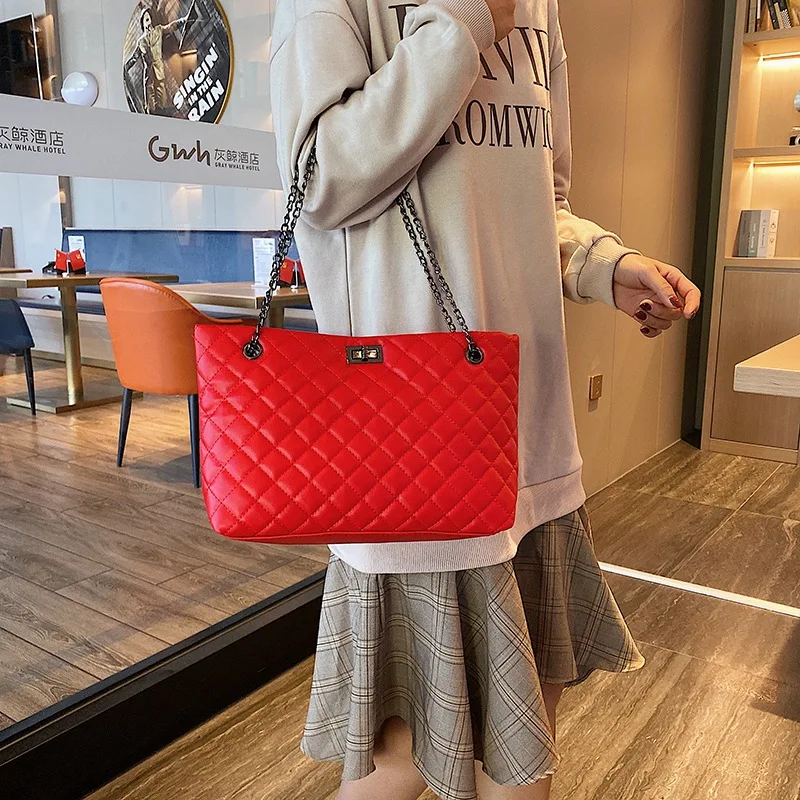 

2019 New Style Spiraea Rhombus Bag Fashion Korean-style Simple Glorious Handbag Large Capacity Shoulder Bag