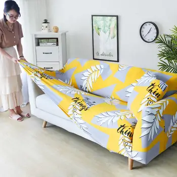 

Elastic Stretch Polyester fabric Leaves L Shape Corner Sofa Seat Cover Slipcover for Living Room Universal Sectional Couch Cover