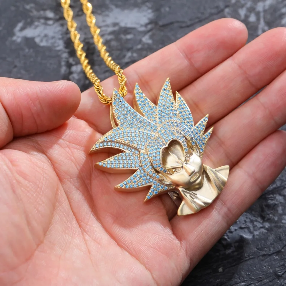 TOPGRILLZ Iced Out Dragon Ball Character Monkey King ожерелье, подвеска из золота Серебряный кубический цирконий в стиле хип-хоп Очаровательная цепочка ювелирный подарок