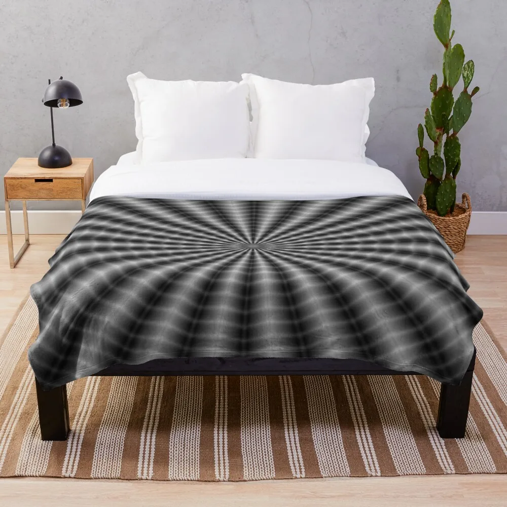

All Season Printed Fleece Blanket Super Soft Cozy Throw Blanket Rippling Rays In Monochrome