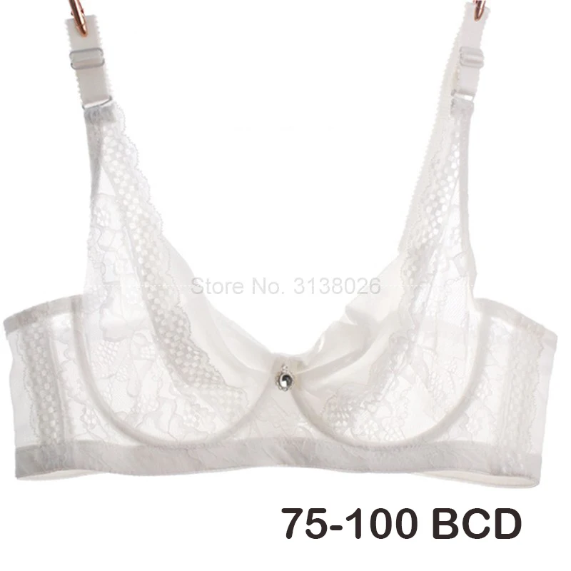 

Hot Full cup thin underwear small bra plus size wirel adjustable lace Women's bra breast cover B C D cup Large size 34-42
