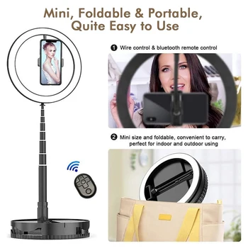 

Dimmable LED Selfie Ring Light USB Tripod Photography Video Live Fill Lamp