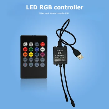 

20 Buttons Remote Control Music IR 5V 3 Channel USB LED RGB Infrared Controller Lightweight Portable Music Elements