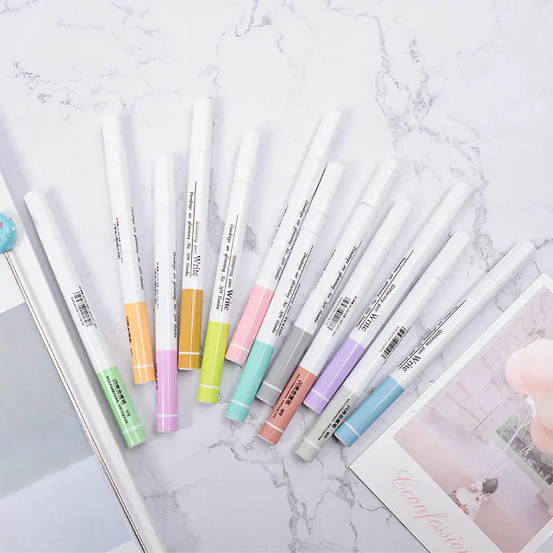 12 color 12 цветов Kawaii рисунок водостойкая ручка Fineliner скрапбукинга цвет чернил дизайн ручка милый стационарный искусство - Цвет: 12 color