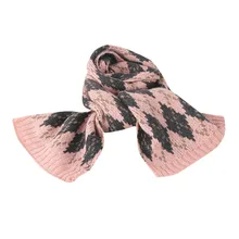 Детский зимний шарф, вязаные шарфы с цветочным принтом, повседневный теплый плотный шарф для девочек, розовый утепленный ветрозащитный шарф, Femme