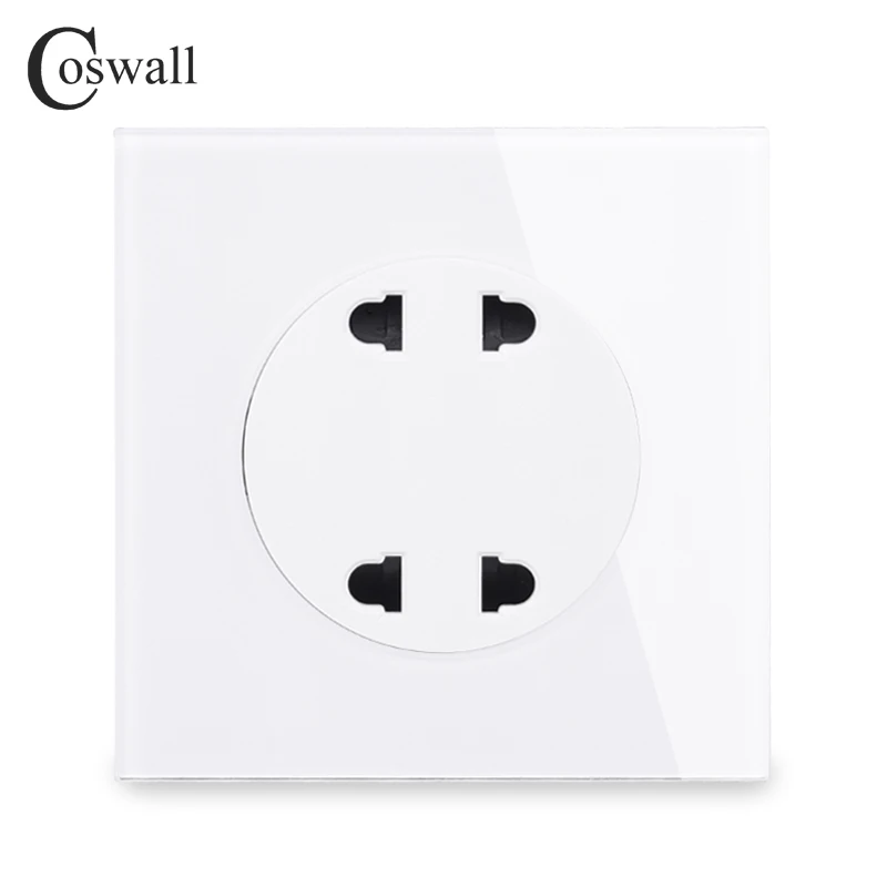 Coswall Хрустальная стеклянная панель двойная универсальная 2 отверстия настенная розетка 10A с детской защитной дверью R11 серия 250 В - Тип: White