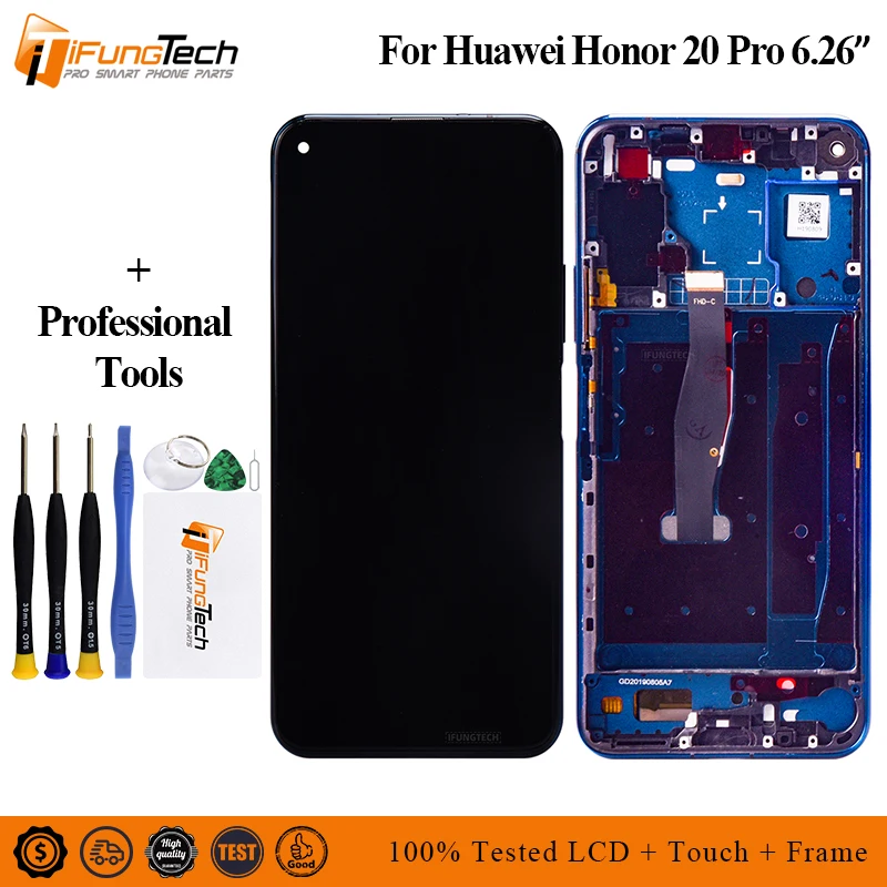 Оригинальный ЖК дисплей для Huawei Honor 20 Pro сенсорная панель дигитайзер с рамкой
