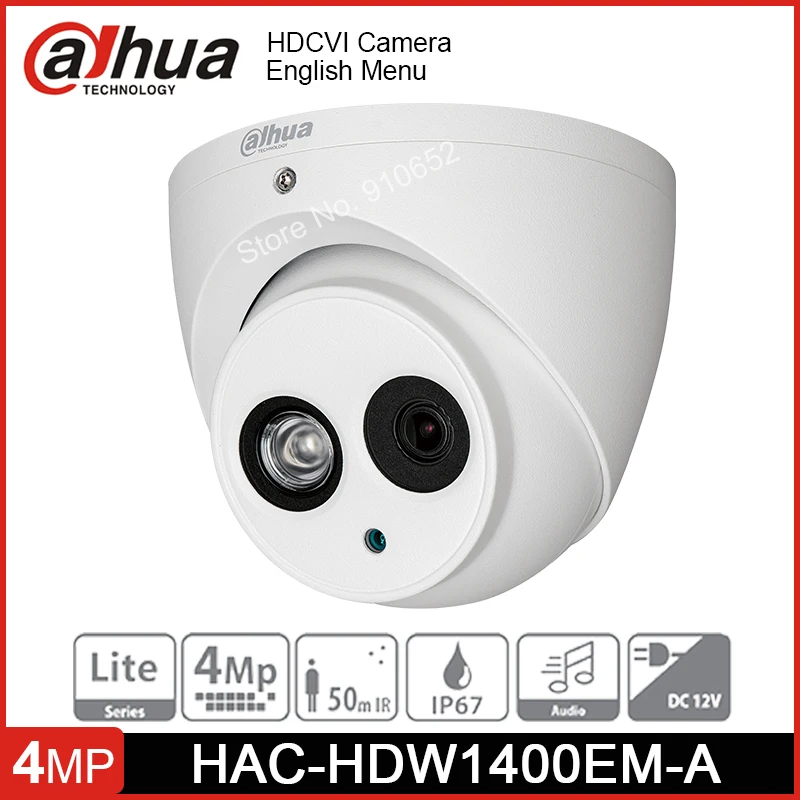 Dahua HAC-HDW1400EM-A 4MP HDCVI IR Eyeball аналоговая камера 50m Водонепроницаемая Встроенный