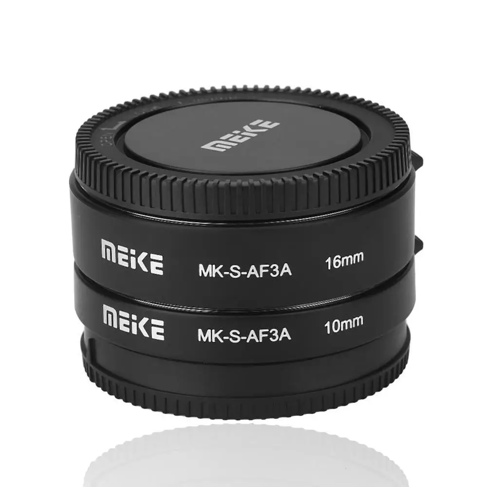 Meike MK-S-AF3A Удлинительное макрокольцо для автоматического 10 мм 16 мм для sony E-Mount DSLR камер FE-крепление A7M2 NEX-F3 NEX-6 NEX-7 NEX-5T A6300 A6500