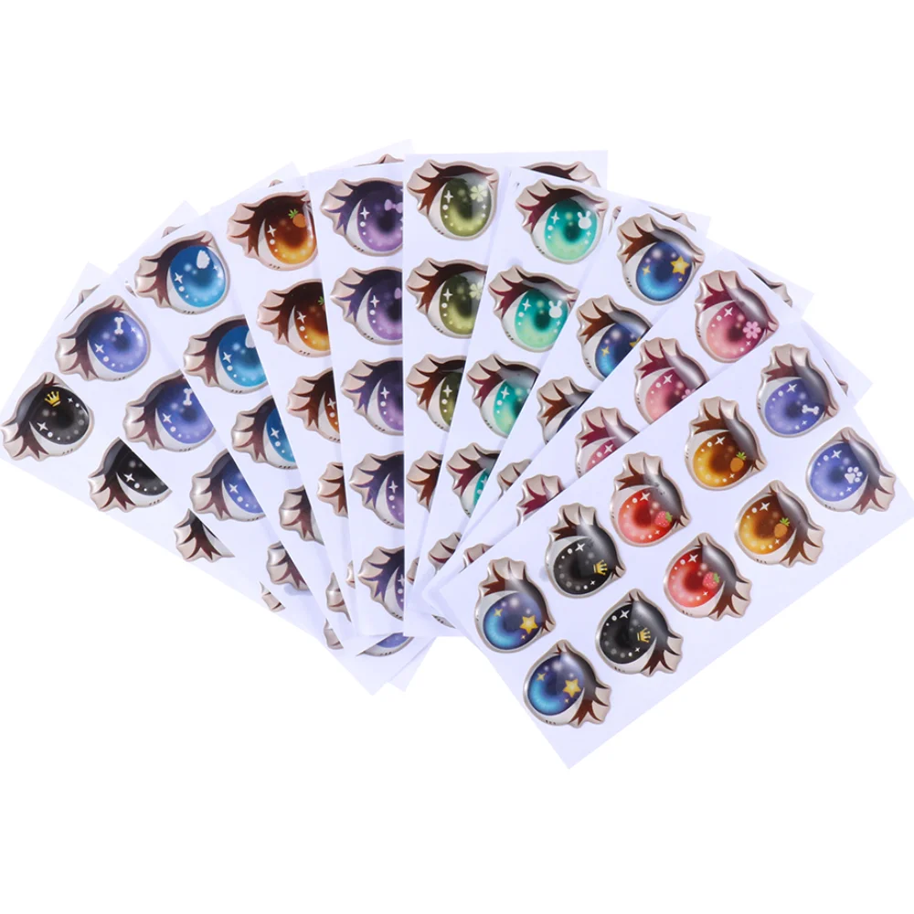 Cartoon Doll Eyes Stickers Cute Flower Star Bunny Clay Decals Anime Figurine Doll Face Organ Paster Toys Accessory 10Pairs doll accessories,plush doll accessories