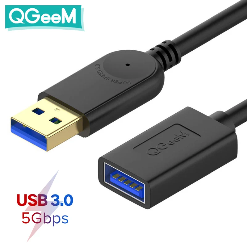QGeeM USB удлинитель шнур USB3.0 папа мама кабель для синхронизации данных адаптер 1 м 3 2