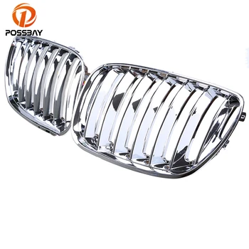 

POSSBAY Car Styling Racing Grills Chrome Silver Front Kidney Sport Grill Grilles for BMW X5 E53 3.0d/3.0i 2003-2007 Facelift
