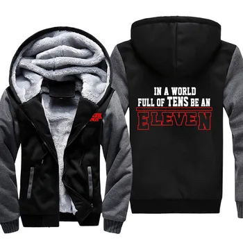 

Men's Thicken Hoodie stranger things eleven cosplay Printed Zip Up Jacket Winter Sweatshirts Coat Long Sleeve Casual Hooded