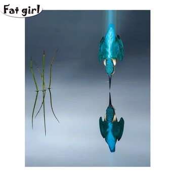 

Rhinestone Mosaic Diamond Painting Kingfisher fishing reflection Cross Stitch Diamond Embroidery Sale Diamond kits Crystal Art