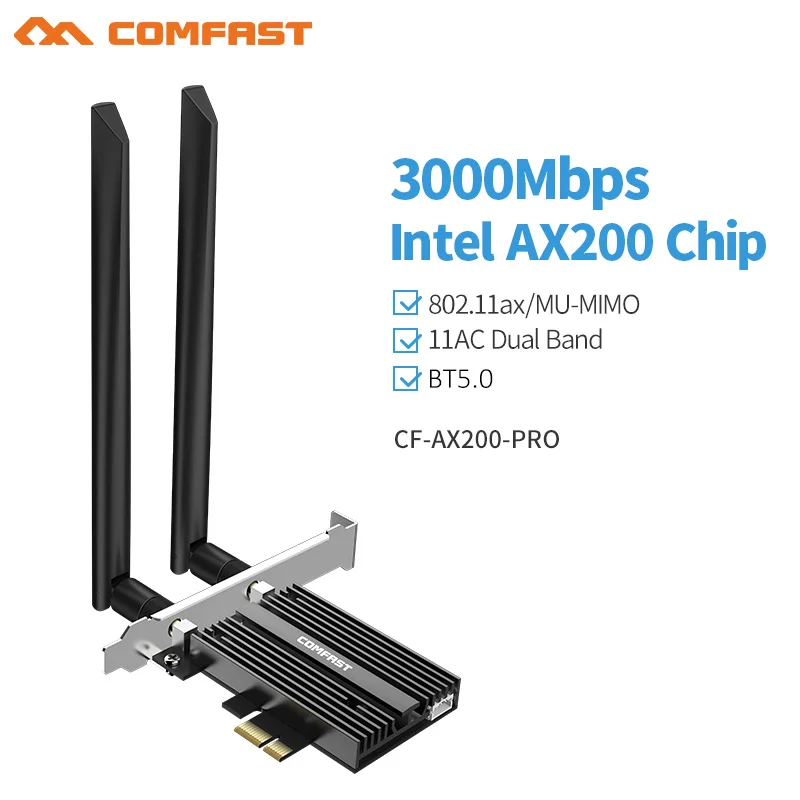 Сетевая карта AX200 pro 802.11AX Wi-Fi 6 PCI-e 3000 Мбит/с Bluetooth 5.0 беспроводная - Цена: 