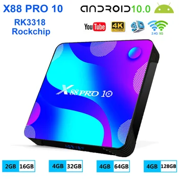 

2020 New Android 10.0 Smart TV BOX X88 PR0 10 RK3318 4K 2.4G/5G Wifi 4GB 32GB 64GB 4K HD Support Netflix Youtube X88 Set Top Box