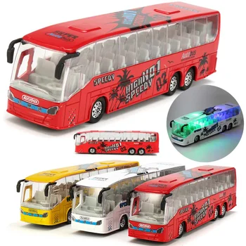 

High Quality 1:50 Alloy Pull Back Bus Model High Simitation Double Sightseeing Bus Flash Toy Vehicle Kids Toys Free Shipping