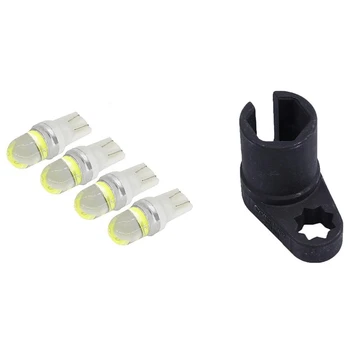 

4 Pcs T10 W5W Led Car Bulb Wedge Side White Light & 1 Pcs 22Mm 1/2 Inch Drive Oxygen Sensor Offset Removal Socket Tool