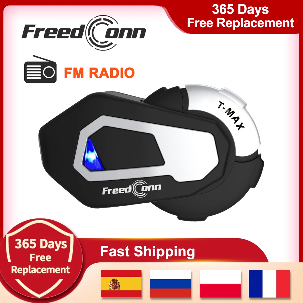 US $79.99 Freedconn TMAX Waterproof Motorcycle Helmet 6Riders 1000M Group Talking Buletooth Intercom Headset FM Radio TMAX Interphone