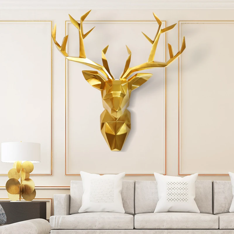 Deer Head Wall Sculpture Home Decoration Stag 3D Art Statue Antelope Accessories 