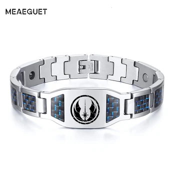 

PERSONALIZED MEN BIO ENERGY STAINLESS STEEL MAGNETIC BRACELET with BLUE CARBON FIBER HEATH CARE HUSBANDS DAD GIFTS