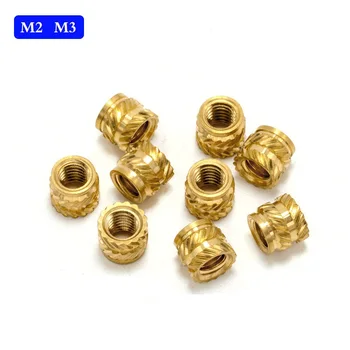 

200PCS/LOT M2 M3 Brass Hot Melt Inset Nuts Heating Molding Copper Thread Inserts Nut Double Twill Knurled Injection Brass Nuts