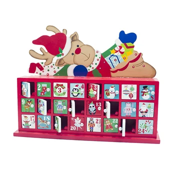 

Hot Wooden Countdown Calendar Painted Advent Calendar Gift Box For New Year Christmas Decoration Prop Ornaments Xmas Gift - Elk