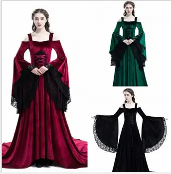 

plus size Women Retro Vintage dress Renaissance Gothic Costume Medieval Gowns Long Dress