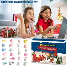 Ensemble de jouets calendrier de l'avent de noël, 24 pièces, compte à rebours, jouet animaux Squishy, cadeaux pour enfants