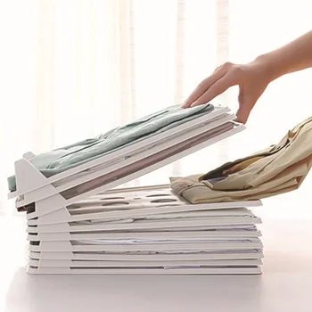 

5Pcs/1Set Closet Clothes Storage and Folder Tray Shirt Sort Finishing Storage Rack for Save Space Organizer 66CY