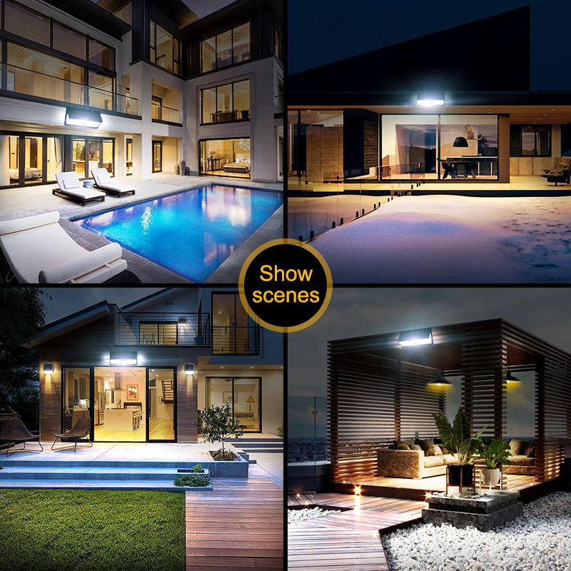 solar led light outdoor garden decoration 190led Lights With 4 working mode IP65 waterproof Solar Motion Sensor Wall Lamps 6