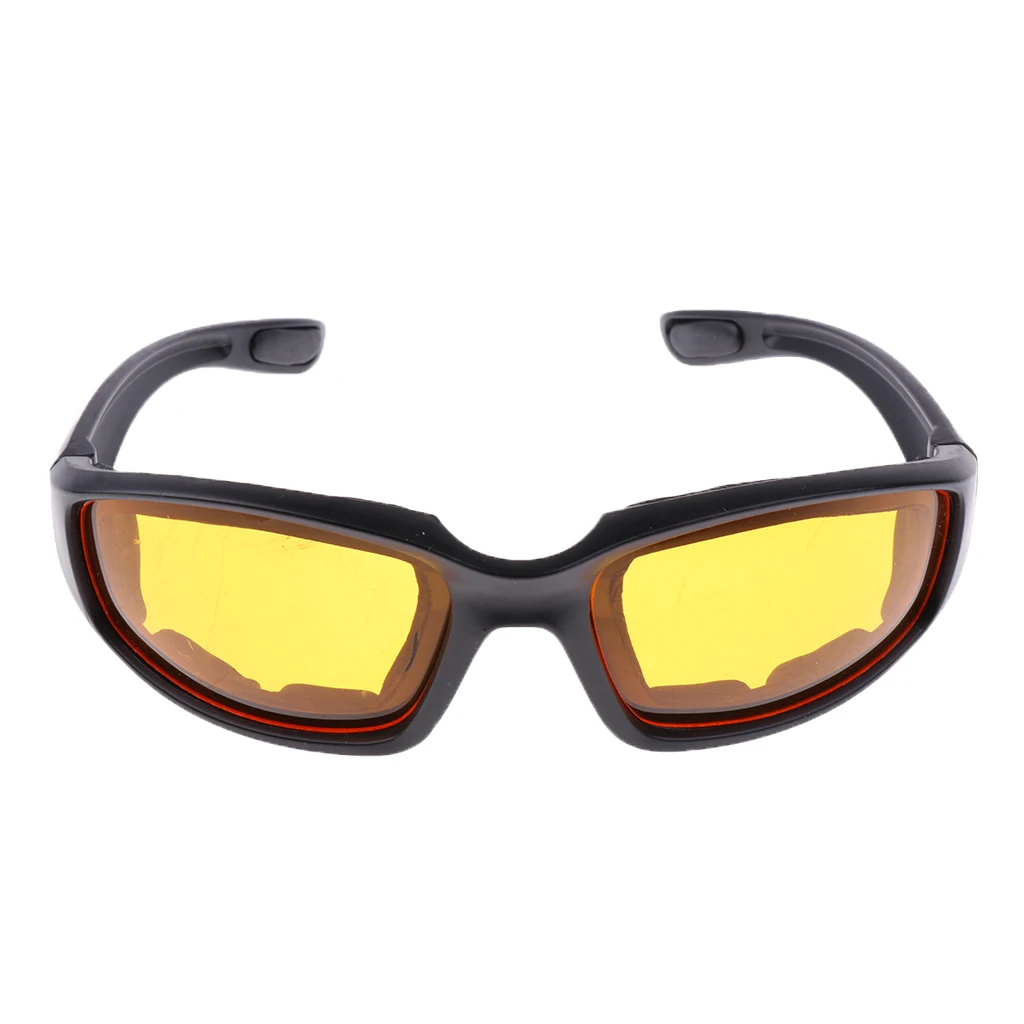 Motorcycle Motorbike Riding Glasses Wind Resistant Padded Comfortable Yellow