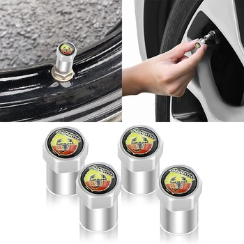 

4 Pieces Silver Car Logo Tire Air Valve Core Cover Cap for Fiats Punto Abarth 500 Stilo Ducato Palio Badge Auto Car Accessories