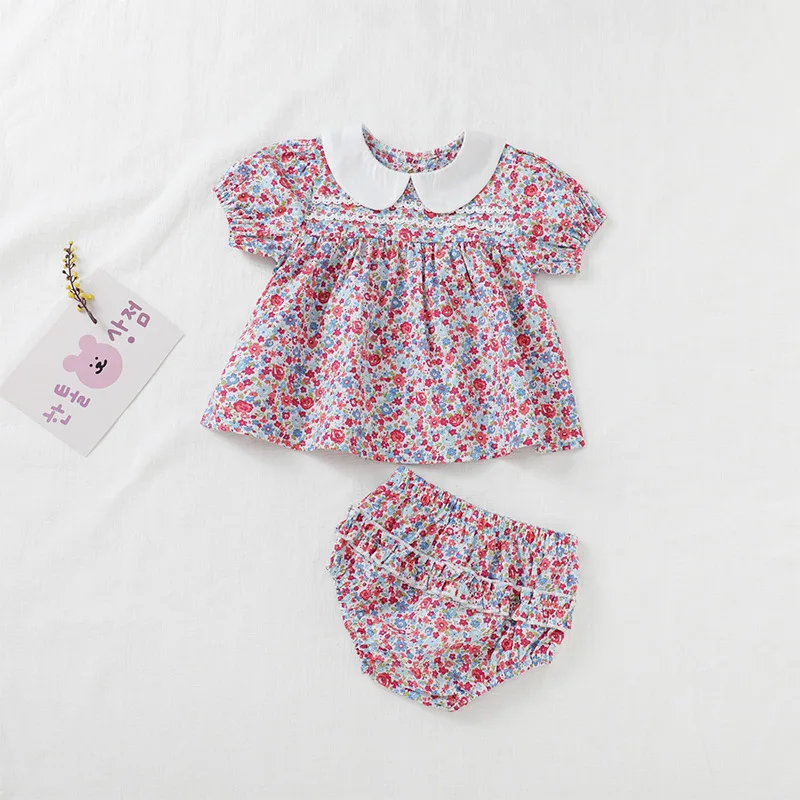 

Summer Newborn Baby Girls Clothes Sleeveless Dress+print 2PCS Outfits Set Shorts floral Dress Cute Clothing Sets Infant Outfits