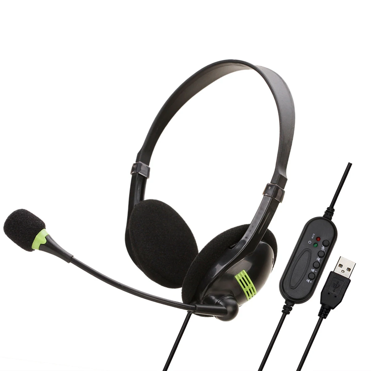 

SOONHUA USB Headset Headphone Computer Headsets On Ear Headphones With Microphone Switch Volume Control For Desktop PC Laptop