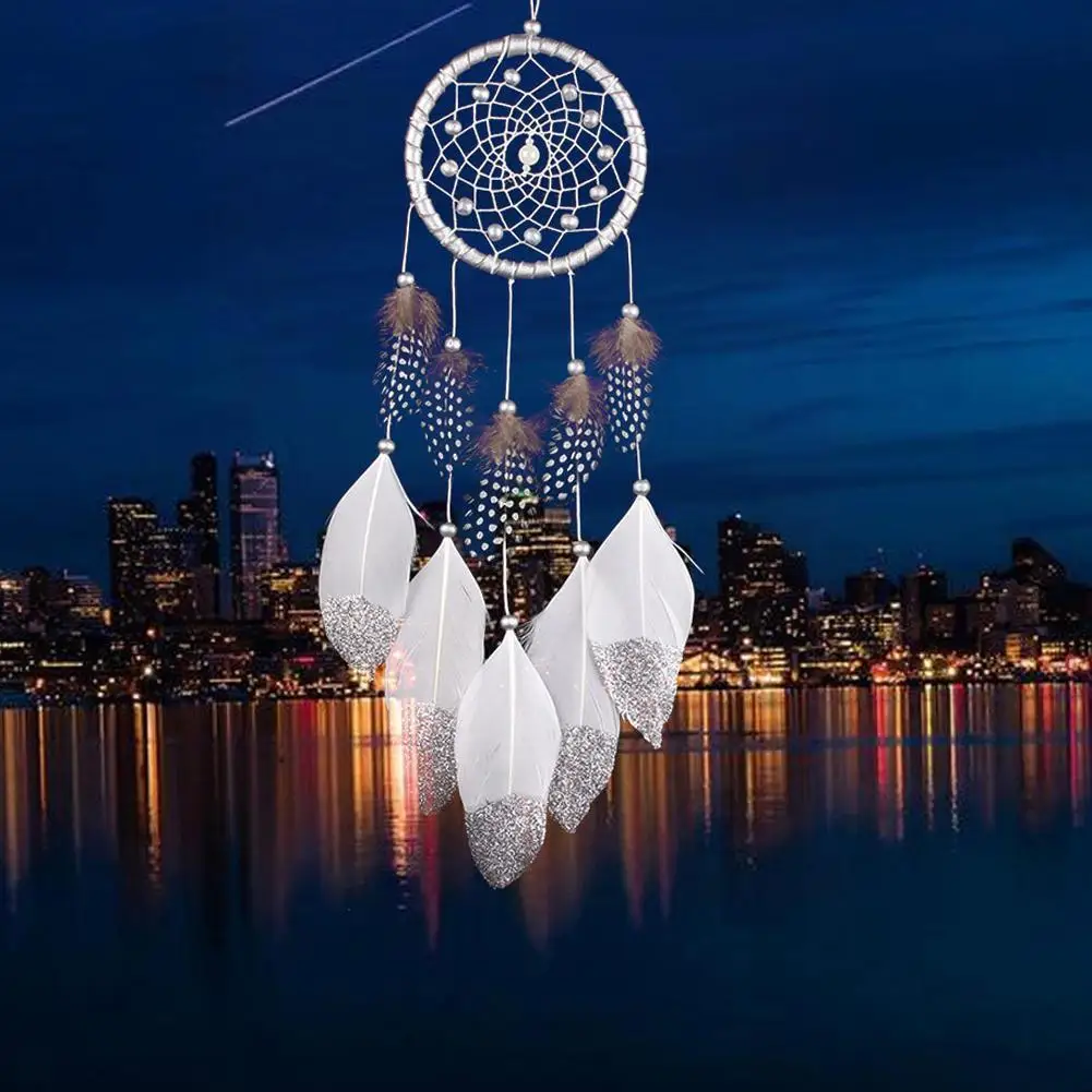 

Handmade Feather Beads Dream Catcher Wall Car Hanging Ornament Window Decor Gift
