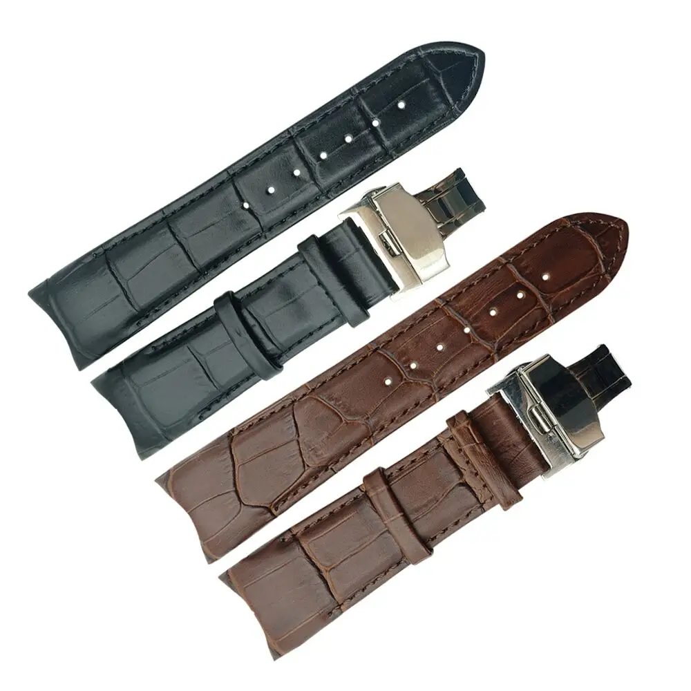 Handmade Genuine Leather Watch Band for Tissot T035 PRC200 T055 T097 Watchband Butterfly Buckle Strap Wrist Bracelet