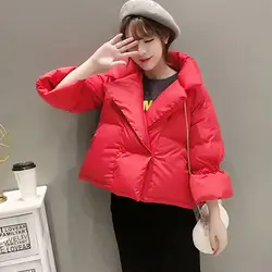 Новинка 2019, Корейская версия, осенне-зимняя женская куртка с лацканами, модное короткое пальто, женская теплая куртка с рукавом-трубой, cc694