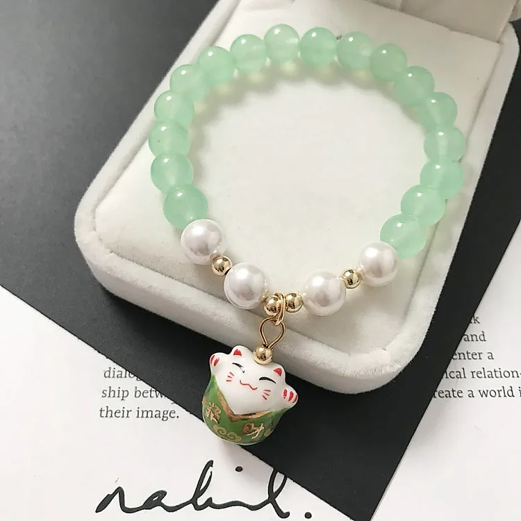 Модные женские красочные бисерные браслеты Lucky Cat OL, браслеты со стеклянными шариками и кристаллами для девочек Kawaii, повседневные Розовые ювелирные изделия высокого качества - Окраска металла: 10
