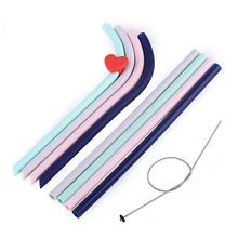 Многоразовые силиконовые соломинки портативный складной питьевой соломинки с чехол для переноски щетка для чистки GQ