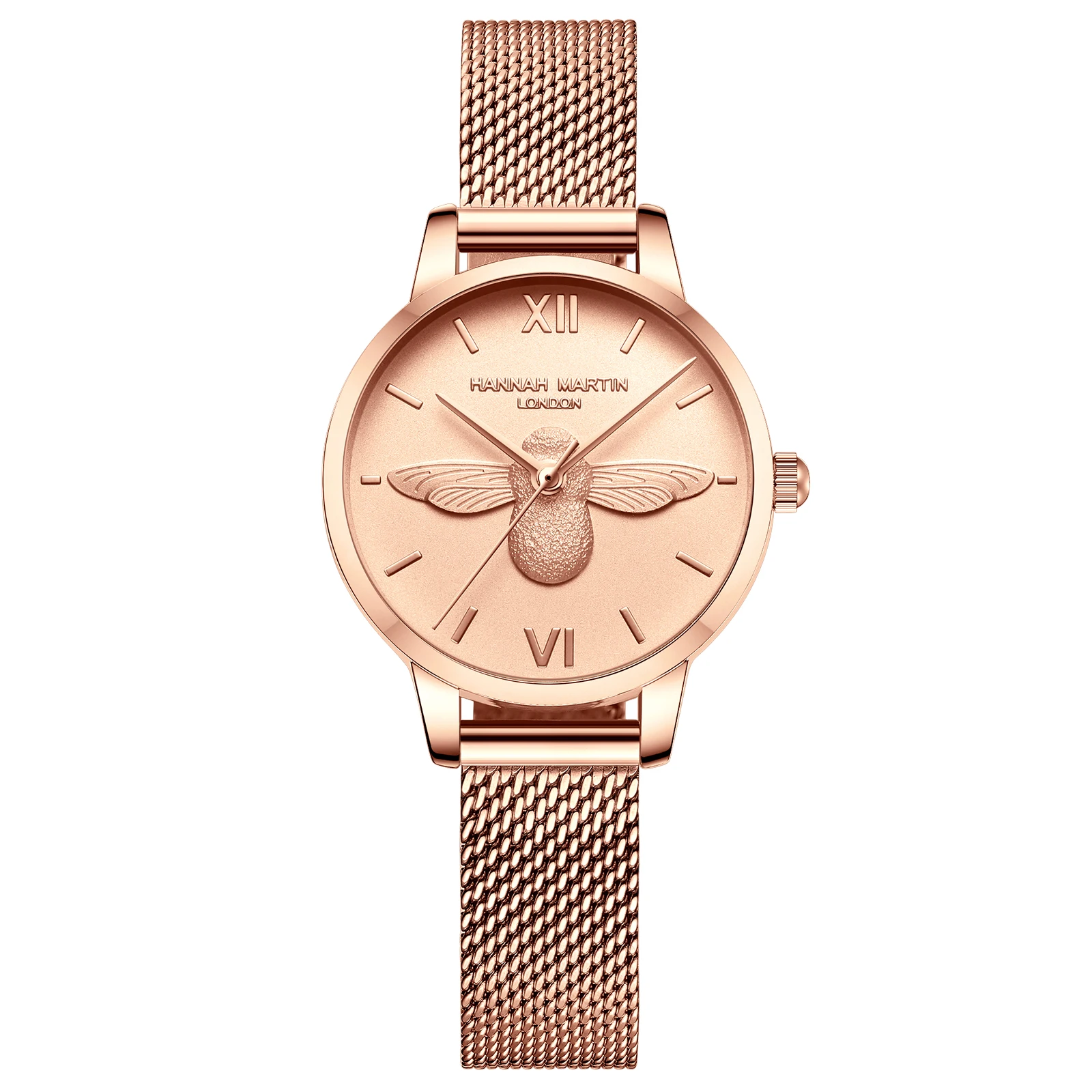 HM наручные часы с сеткой из нержавеющей стали топ бренд класса люкс Япония кварцевый механизм розовое золото дизайнерские элегантные стильные часы для женщин - Цвет: HM-112F